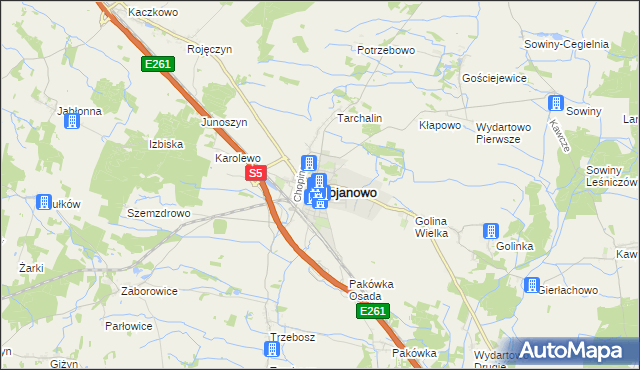 mapa Bojanowo powiat rawicki, Bojanowo powiat rawicki na mapie Targeo