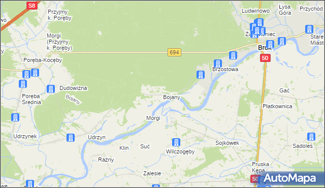 mapa Bojany, Bojany na mapie Targeo