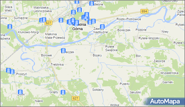 mapa Bojary gmina Kosów Lacki, Bojary gmina Kosów Lacki na mapie Targeo