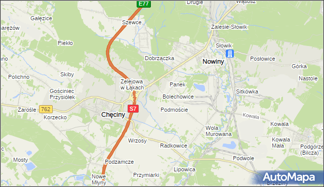 mapa Bolechowice gmina Sitkówka-Nowiny, Bolechowice gmina Sitkówka-Nowiny na mapie Targeo