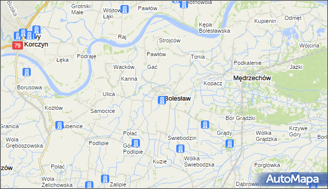 mapa Bolesław powiat dąbrowski, Bolesław powiat dąbrowski na mapie Targeo