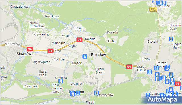 mapa Bolesław powiat olkuski, Bolesław powiat olkuski na mapie Targeo