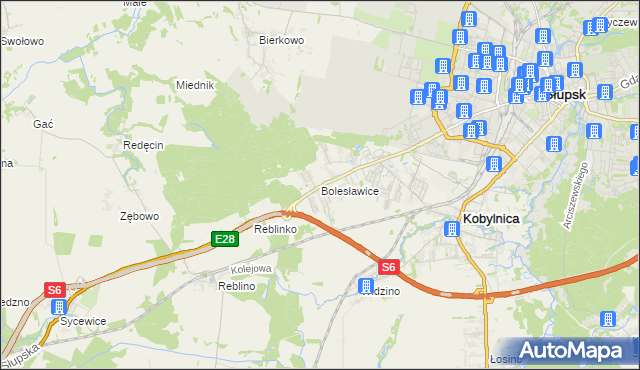 mapa Bolesławice gmina Kobylnica, Bolesławice gmina Kobylnica na mapie Targeo