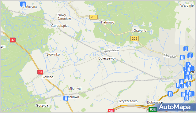 mapa Boleszewo, Boleszewo na mapie Targeo