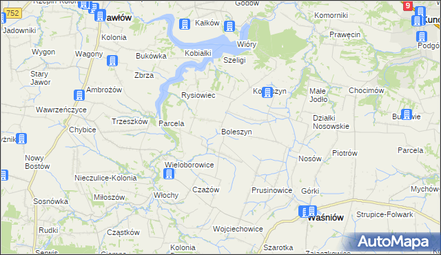 mapa Boleszyn gmina Waśniów, Boleszyn gmina Waśniów na mapie Targeo