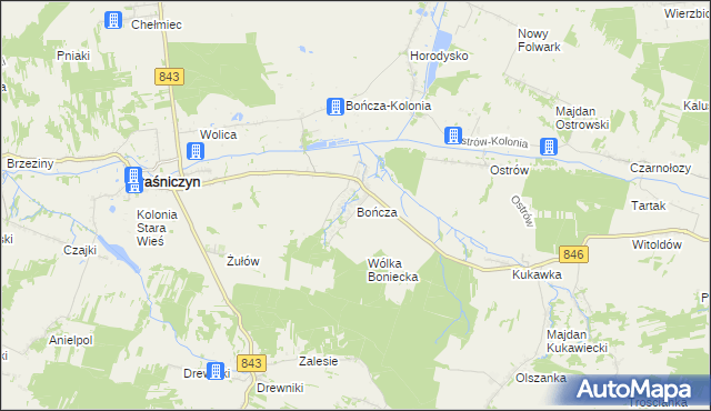 mapa Bończa gmina Kraśniczyn, Bończa gmina Kraśniczyn na mapie Targeo