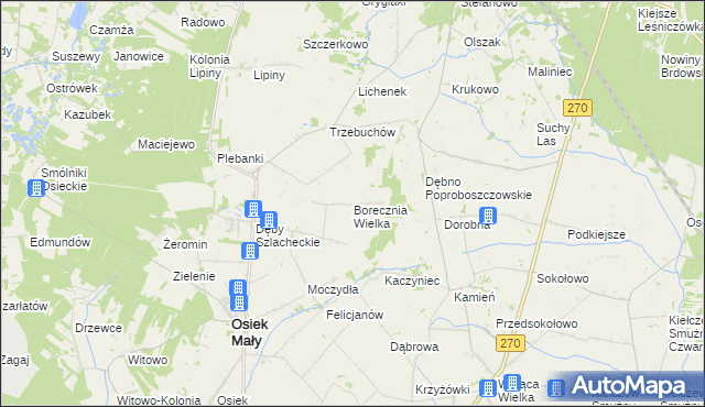 mapa Borecznia Wielka, Borecznia Wielka na mapie Targeo