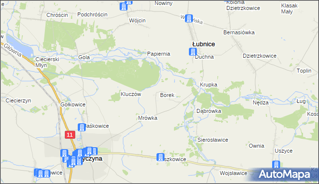 mapa Borek gmina Byczyna, Borek gmina Byczyna na mapie Targeo