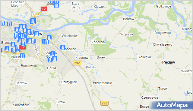 mapa Borek gmina Głogów, Borek gmina Głogów na mapie Targeo