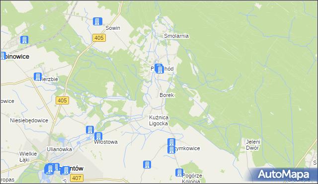 mapa Borek gmina Korfantów, Borek gmina Korfantów na mapie Targeo