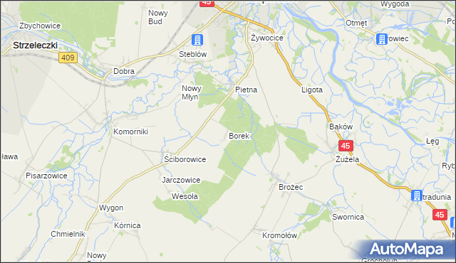 mapa Borek gmina Krapkowice, Borek gmina Krapkowice na mapie Targeo