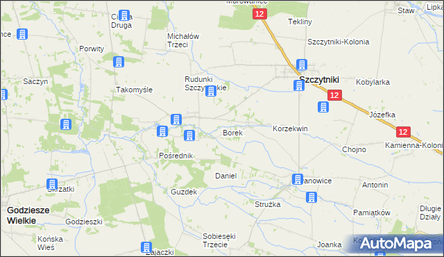 mapa Borek gmina Szczytniki, Borek gmina Szczytniki na mapie Targeo