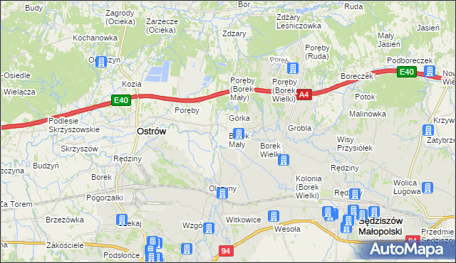 mapa Borek Mały, Borek Mały na mapie Targeo