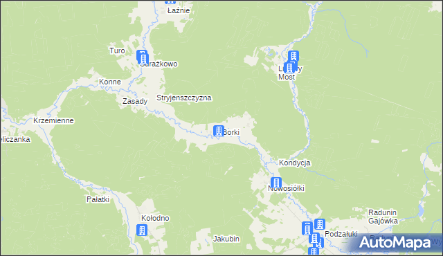 mapa Borki gmina Gródek, Borki gmina Gródek na mapie Targeo
