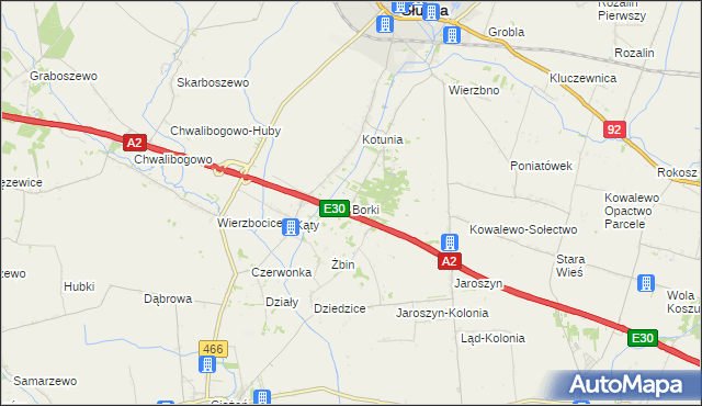mapa Borki gmina Słupca, Borki gmina Słupca na mapie Targeo