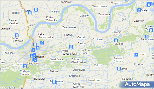 mapa Borki gmina Szczucin, Borki gmina Szczucin na mapie Targeo