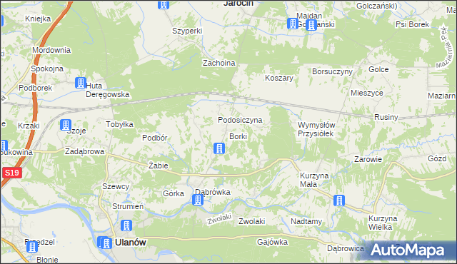 mapa Borki gmina Ulanów, Borki gmina Ulanów na mapie Targeo