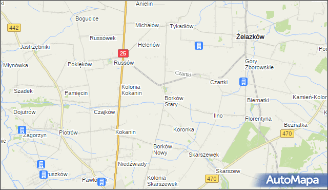 mapa Borków Stary, Borków Stary na mapie Targeo