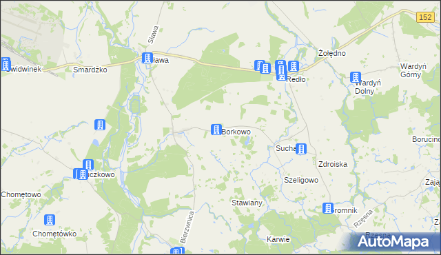 mapa Borkowo gmina Połczyn-Zdrój, Borkowo gmina Połczyn-Zdrój na mapie Targeo