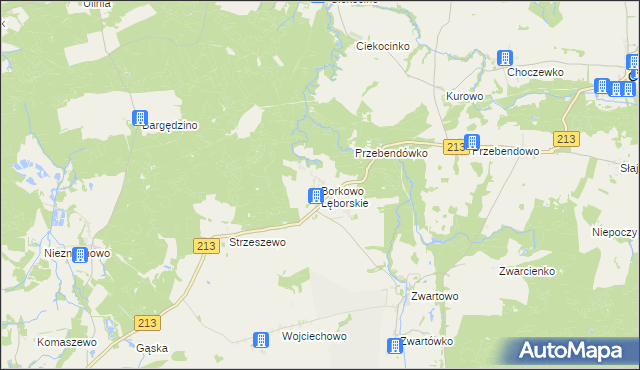 mapa Borkowo Lęborskie, Borkowo Lęborskie na mapie Targeo