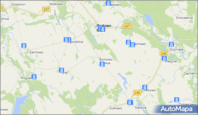 mapa Borkowo Wielkie gmina Radowo Małe, Borkowo Wielkie gmina Radowo Małe na mapie Targeo