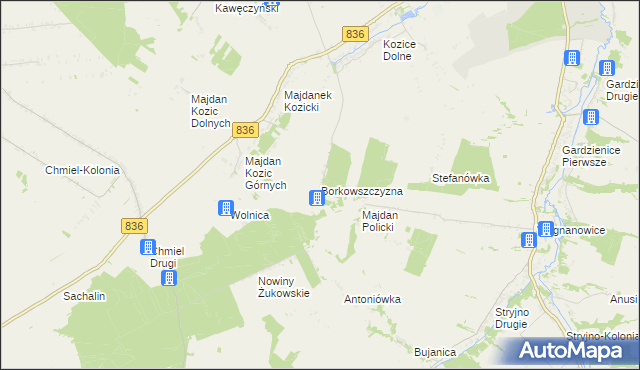 mapa Borkowszczyzna, Borkowszczyzna na mapie Targeo