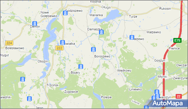 mapa Boroszewo, Boroszewo na mapie Targeo