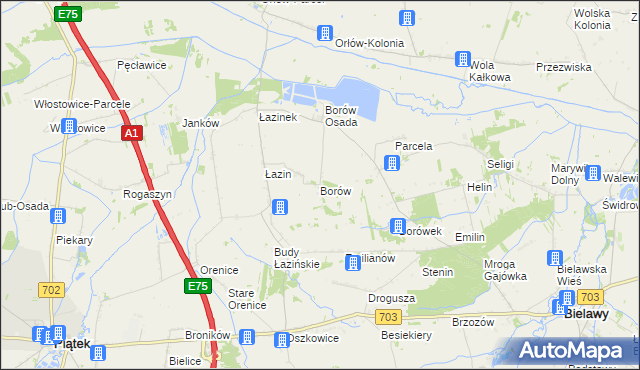 mapa Borów gmina Bielawy, Borów gmina Bielawy na mapie Targeo