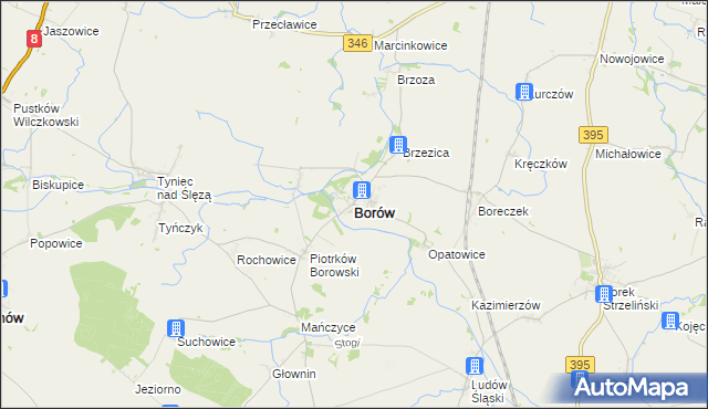 mapa Borów powiat strzeliński, Borów powiat strzeliński na mapie Targeo