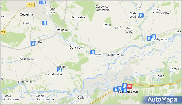 mapa Borowe gmina Mogielnica, Borowe gmina Mogielnica na mapie Targeo