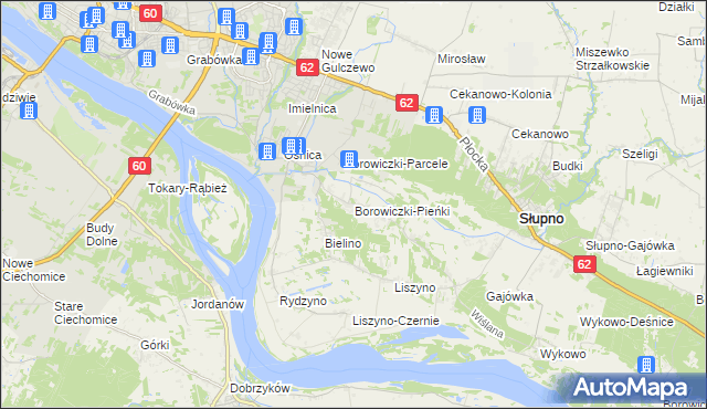 mapa Borowiczki-Pieńki, Borowiczki-Pieńki na mapie Targeo