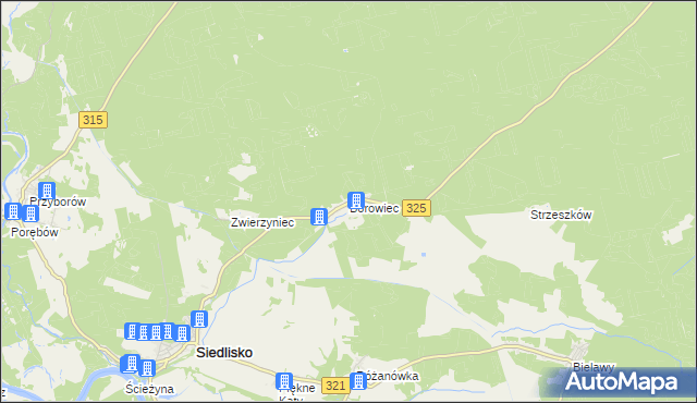 mapa Borowiec gmina Siedlisko, Borowiec gmina Siedlisko na mapie Targeo