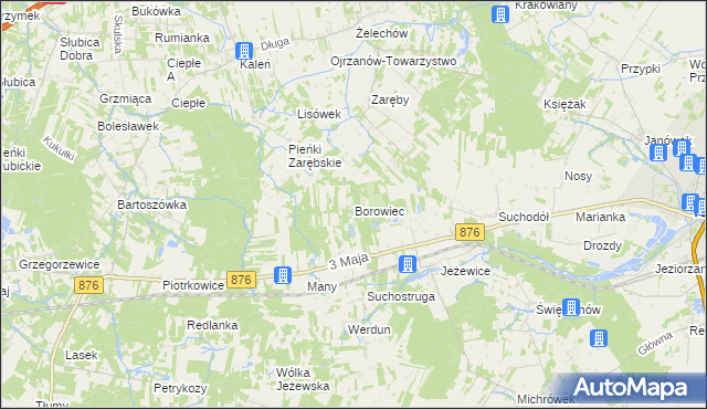 mapa Borowiec gmina Tarczyn, Borowiec gmina Tarczyn na mapie Targeo