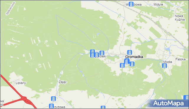 mapa Borówki gmina Gromadka, Borówki gmina Gromadka na mapie Targeo