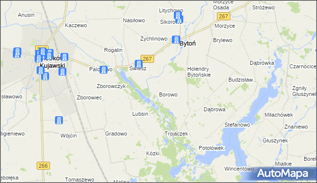 mapa Borowo gmina Bytoń, Borowo gmina Bytoń na mapie Targeo