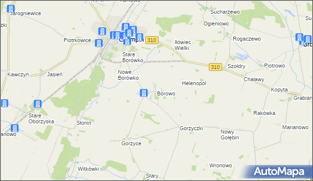 mapa Borowo gmina Czempiń, Borowo gmina Czempiń na mapie Targeo