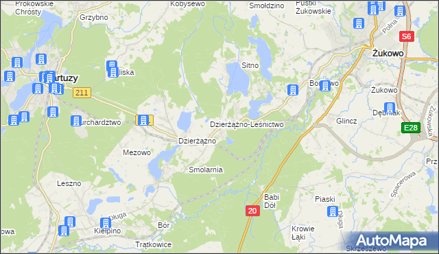 mapa Borowo gmina Kartuzy, Borowo gmina Kartuzy na mapie Targeo