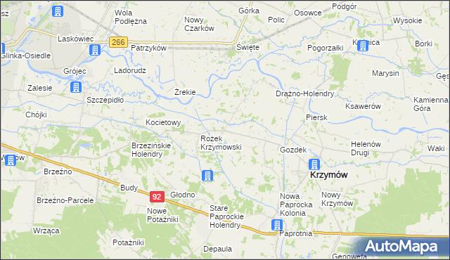 mapa Borowo gmina Krzymów, Borowo gmina Krzymów na mapie Targeo