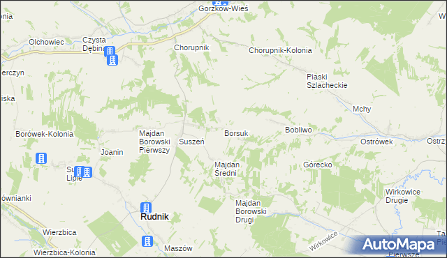 mapa Borsuk gmina Gorzków, Borsuk gmina Gorzków na mapie Targeo