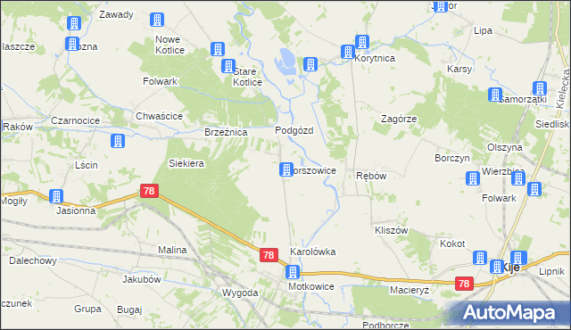 mapa Borszowice gmina Imielno, Borszowice gmina Imielno na mapie Targeo