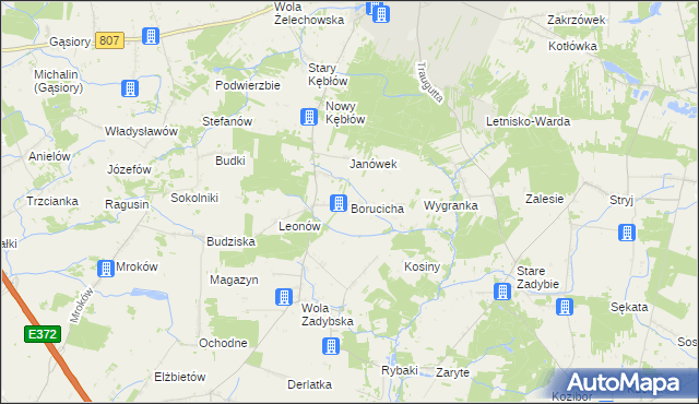 mapa Borucicha, Borucicha na mapie Targeo