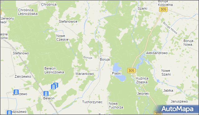 mapa Boruja, Boruja na mapie Targeo