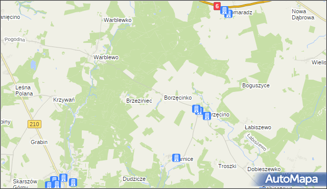 mapa Borzęcinko, Borzęcinko na mapie Targeo