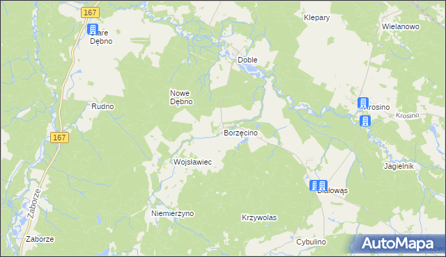 mapa Borzęcino gmina Barwice, Borzęcino gmina Barwice na mapie Targeo