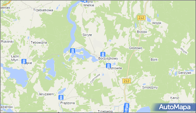 mapa Borzyszkowy, Borzyszkowy na mapie Targeo