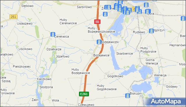 mapa Bożejewice gmina Żnin, Bożejewice gmina Żnin na mapie Targeo