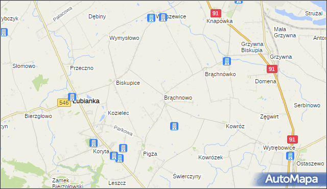 mapa Brąchnowo, Brąchnowo na mapie Targeo