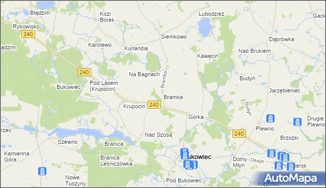 mapa Bramka gmina Bukowiec, Bramka gmina Bukowiec na mapie Targeo
