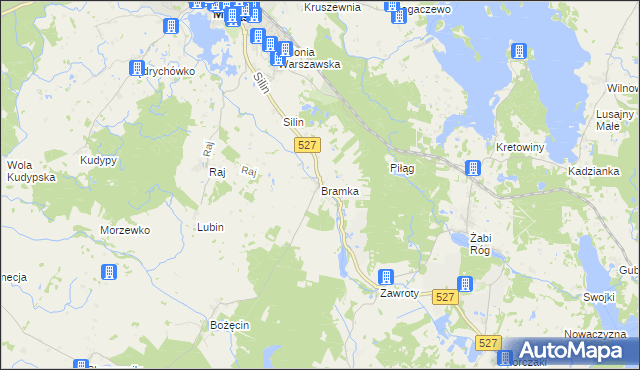 mapa Bramka gmina Morąg, Bramka gmina Morąg na mapie Targeo