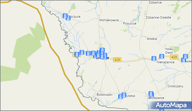 mapa Branice powiat głubczycki, Branice powiat głubczycki na mapie Targeo